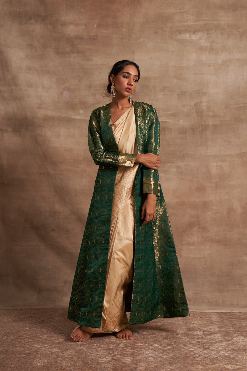 Geometrical Tissue Zari Satin Benarasi Handloom Jacket