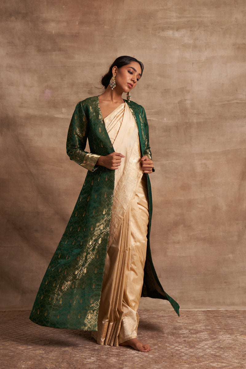 Geometrical Tissue Zari Satin Benarasi Handloom Jacket