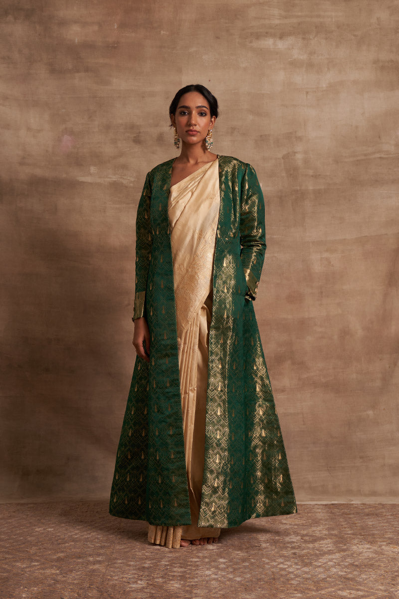 Geometrical Tissue Zari Satin Benarasi Handloom Jacket