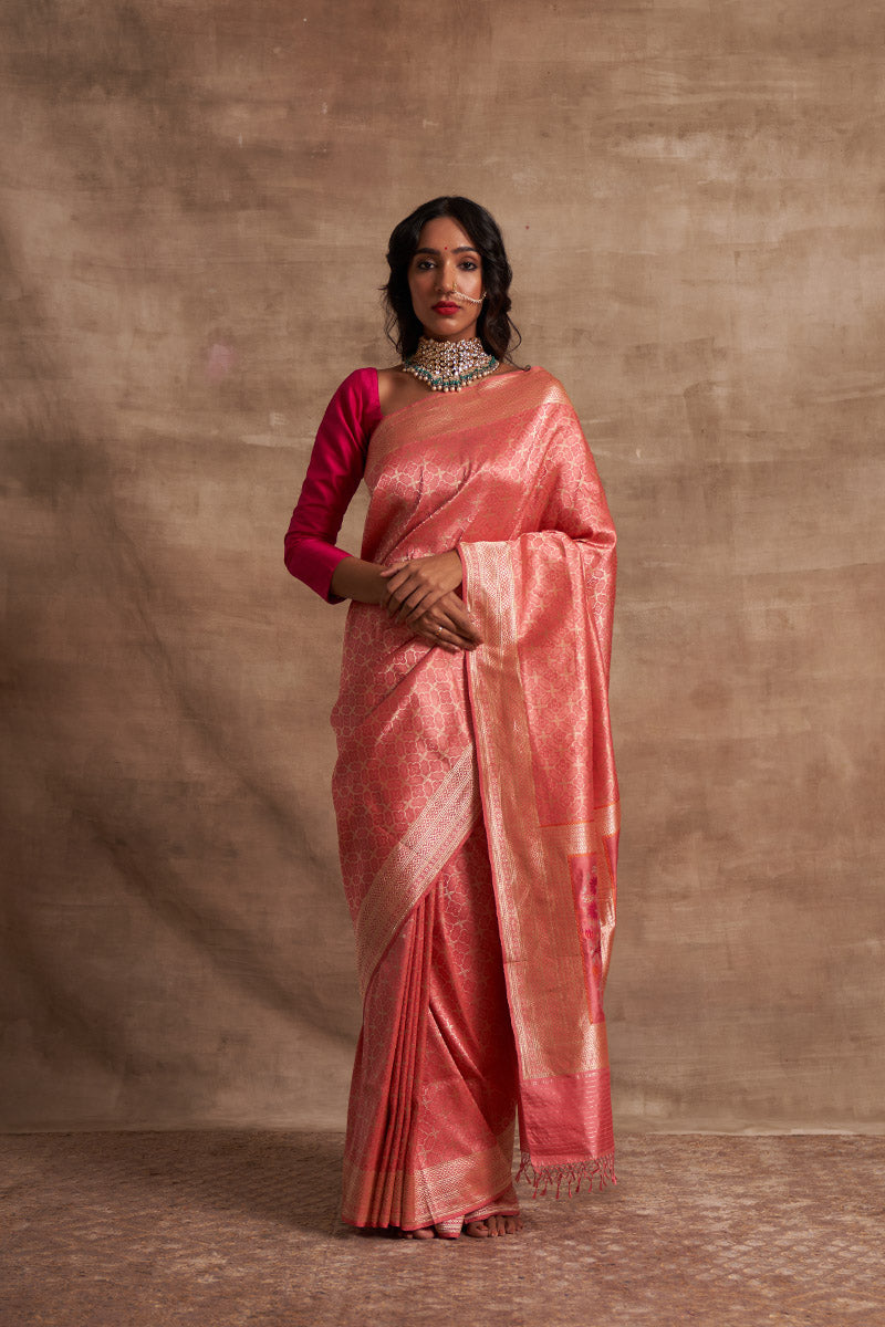 Gulabo Geometric Zari Pure Silk saree