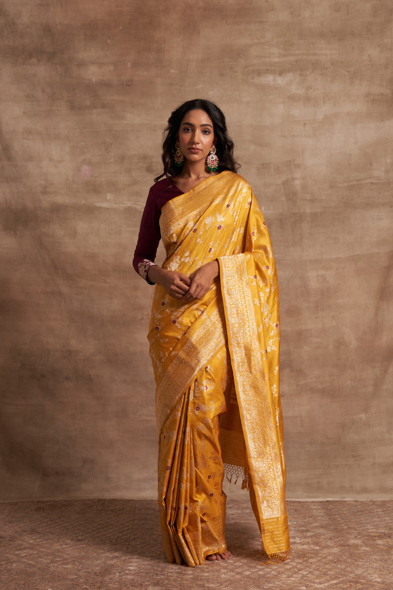 Pitambari Jangla Zari Pure Silk saree