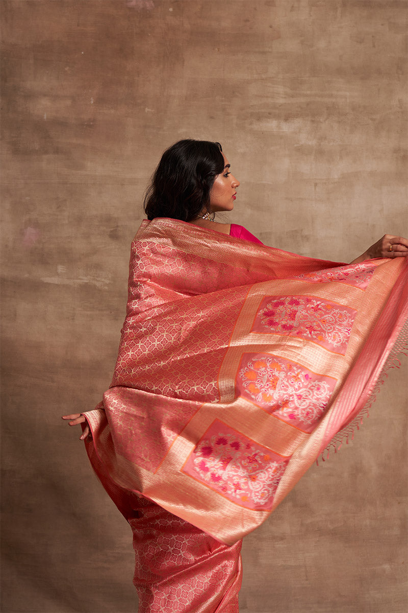 Gulabo Geometric Zari Pure Silk saree