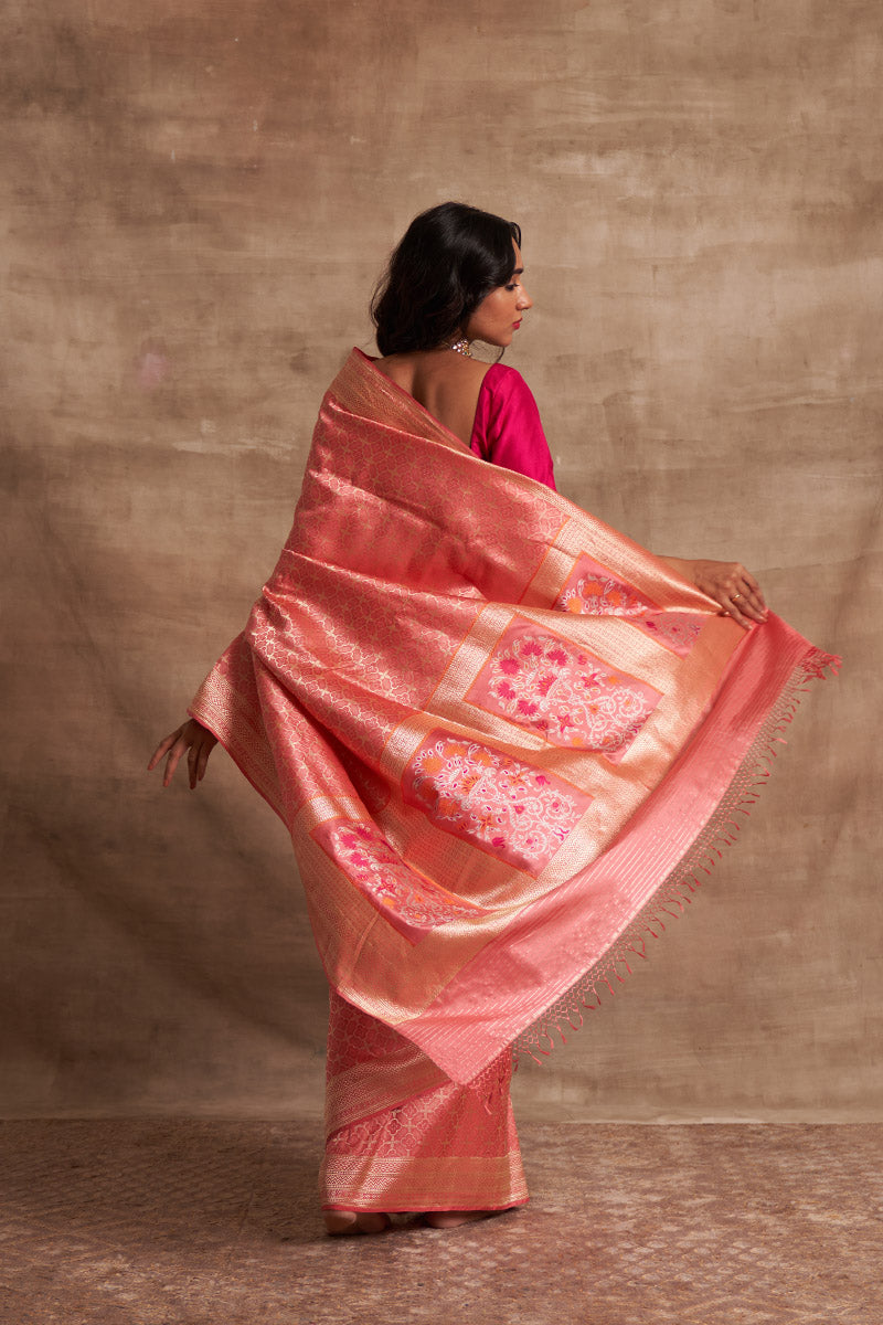 Gulabo Geometric Zari Pure Silk saree