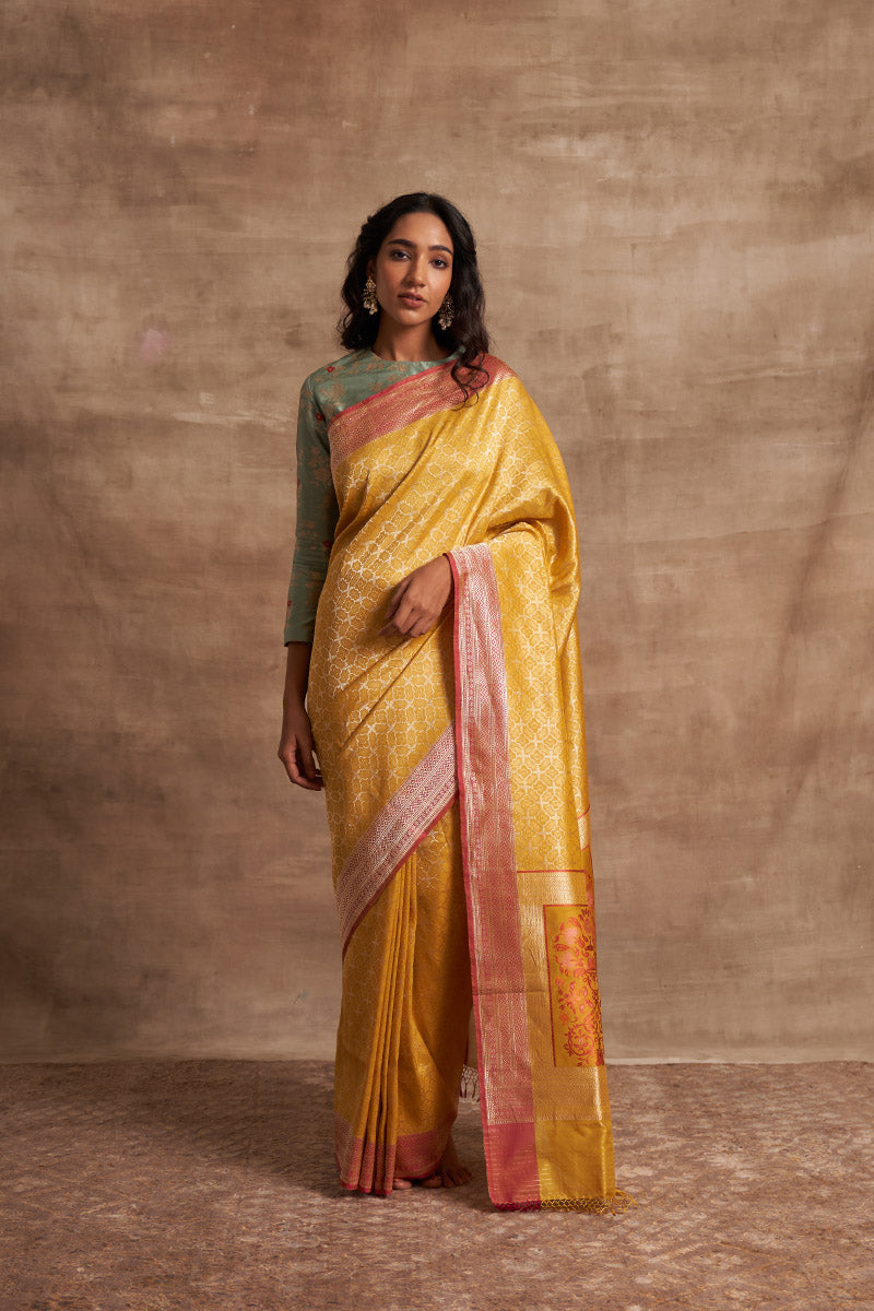 Pitambari Geometric Zari Pure Silk saree