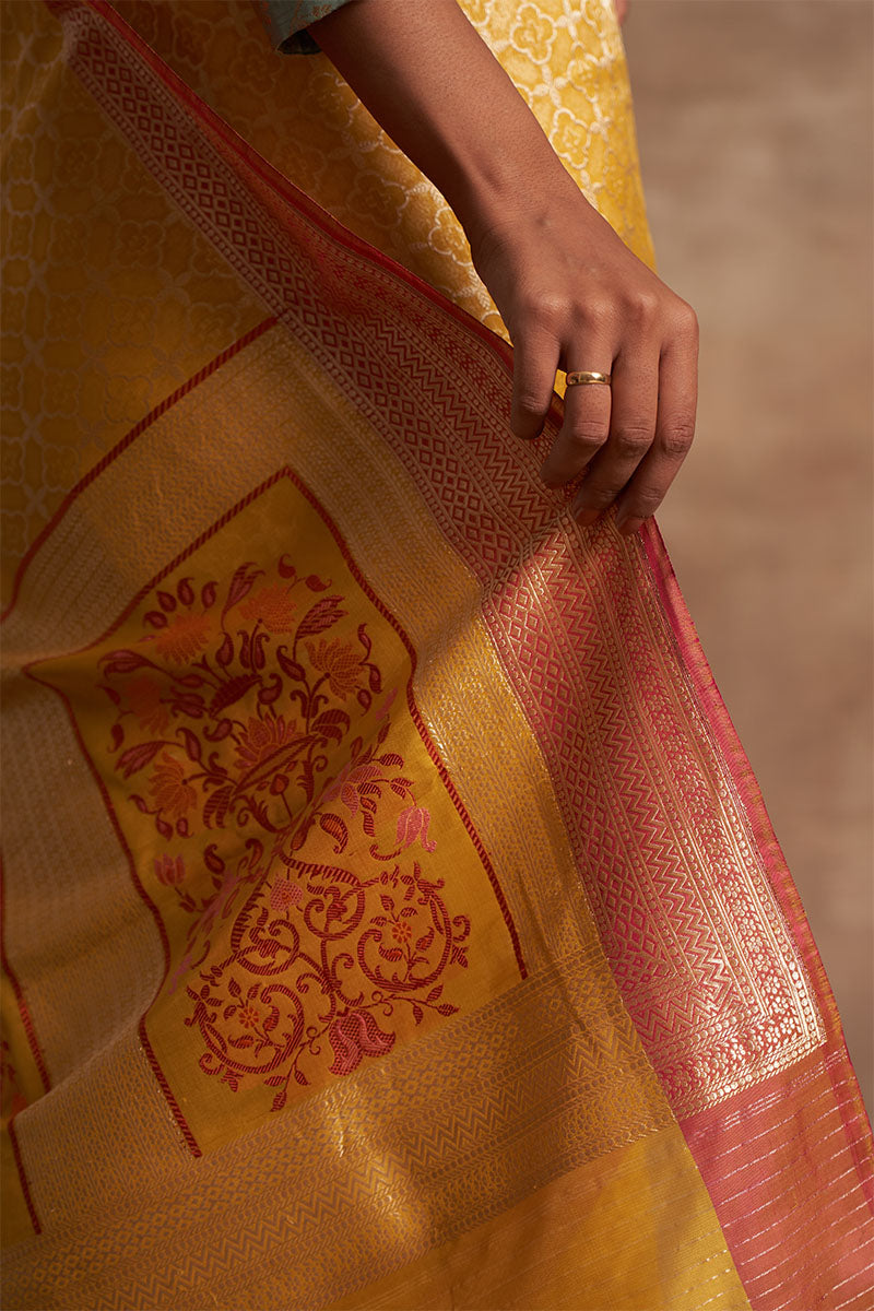 Pitambari Geometric Zari Pure Silk saree