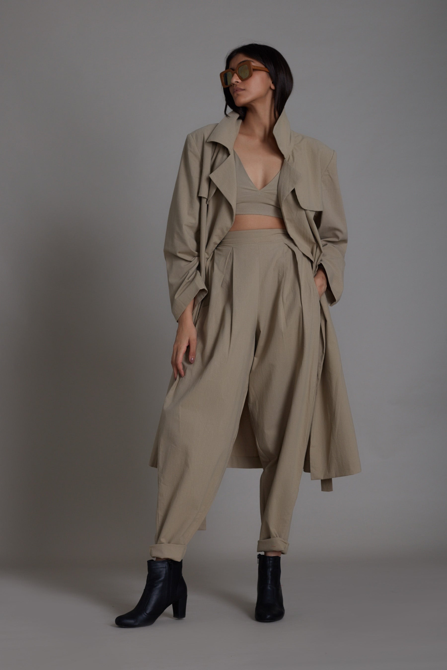 Beige Milestone Trench Jacket