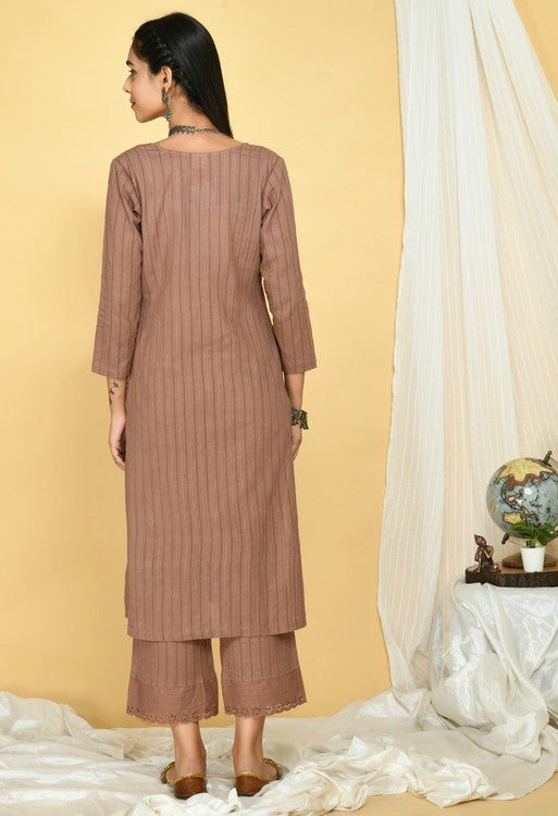 Mocha Brown Cotton Kurta Set of 2