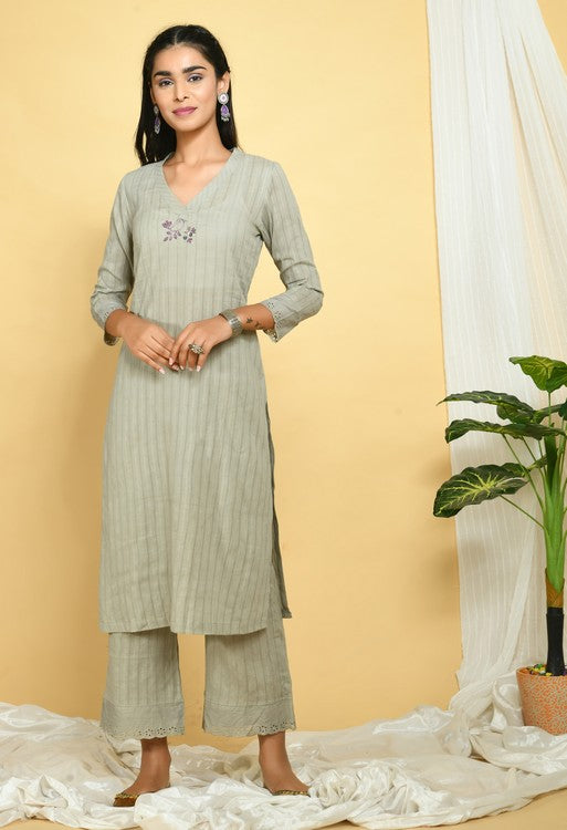 Sand Grey Cotton Kurta Set of 2