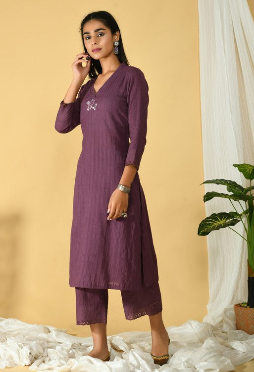 Plum Cotton Kurta