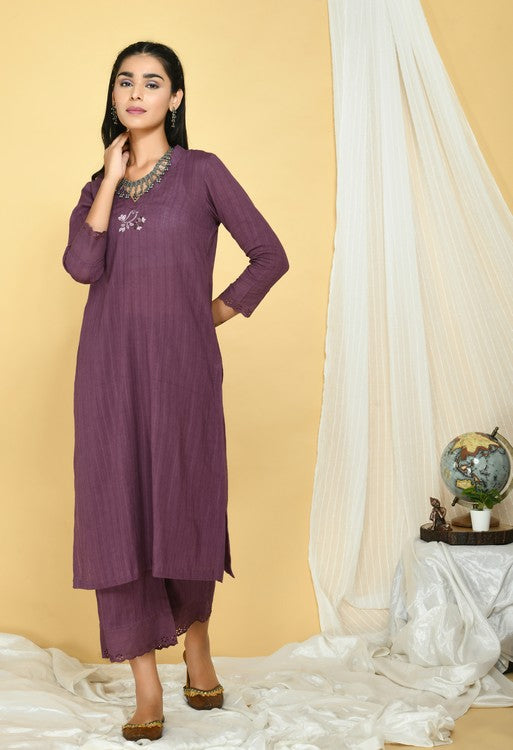 Plum Cotton Kurta Set of 2