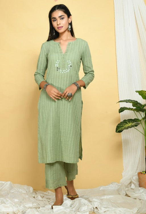 Sage Green Cotton Kurta Set of 2