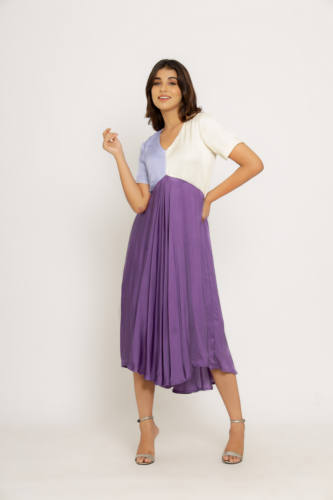 purple midi dress