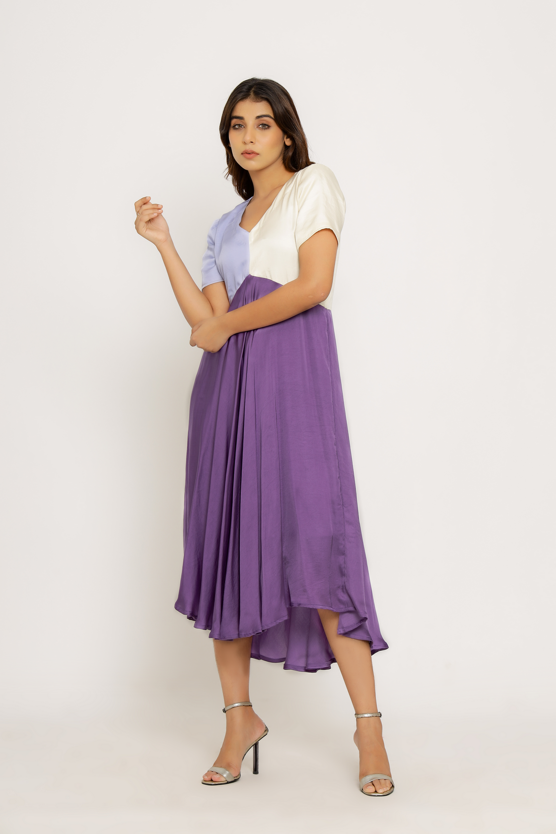 purple midi dress