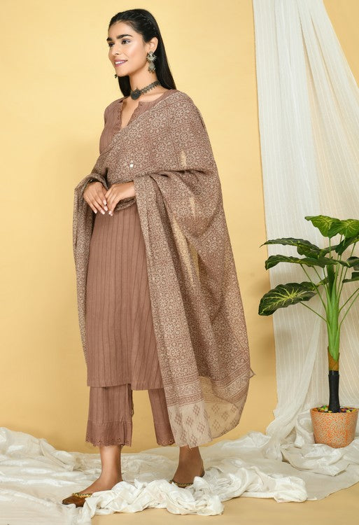 Mocha Brown Cotton Kurta Set of 3