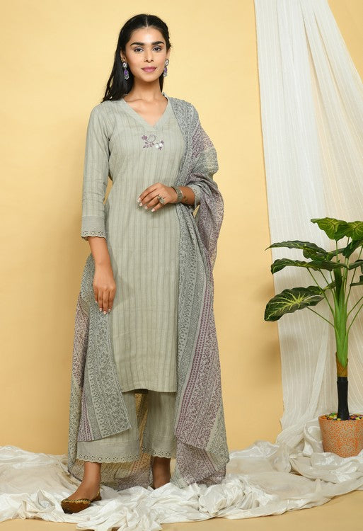 Sand Grey Cotton Kurta Set of 3