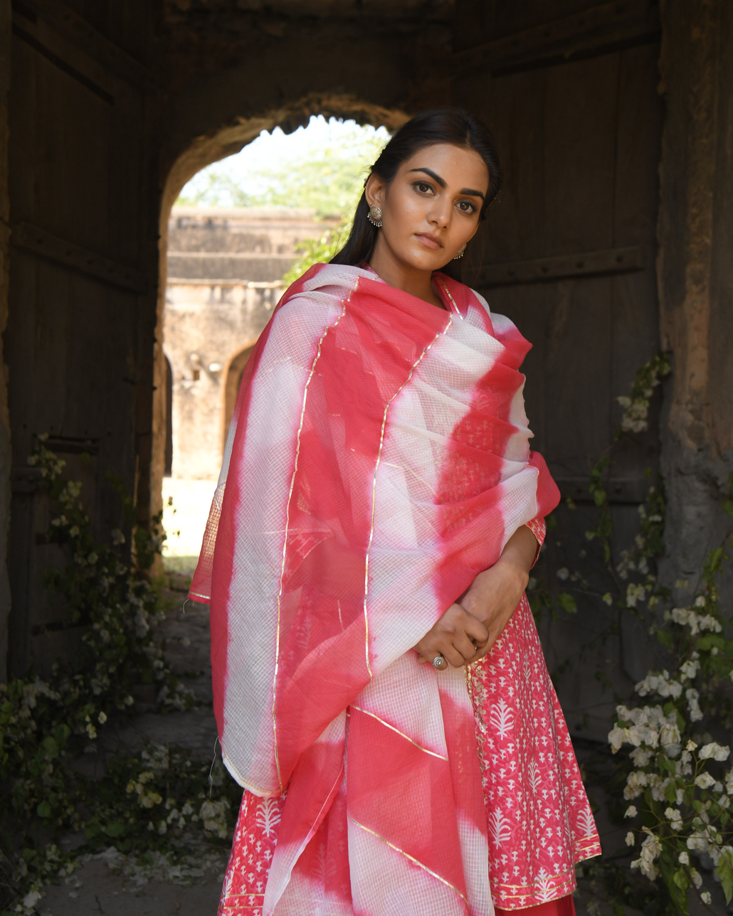 PINK GOTA PATTI EMBROIDERED KURTA SET