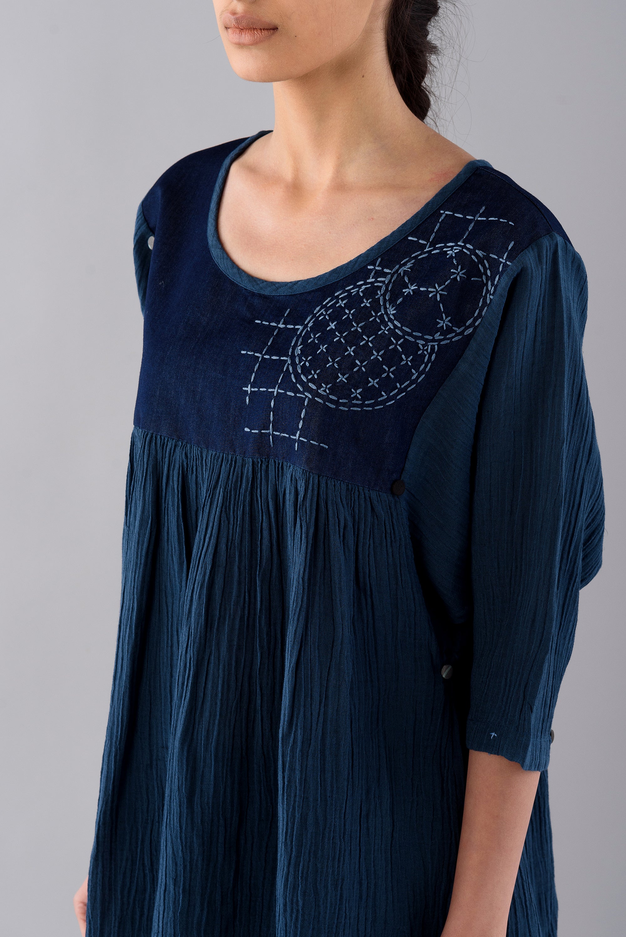 NAVY SASHIKO BLOUSE