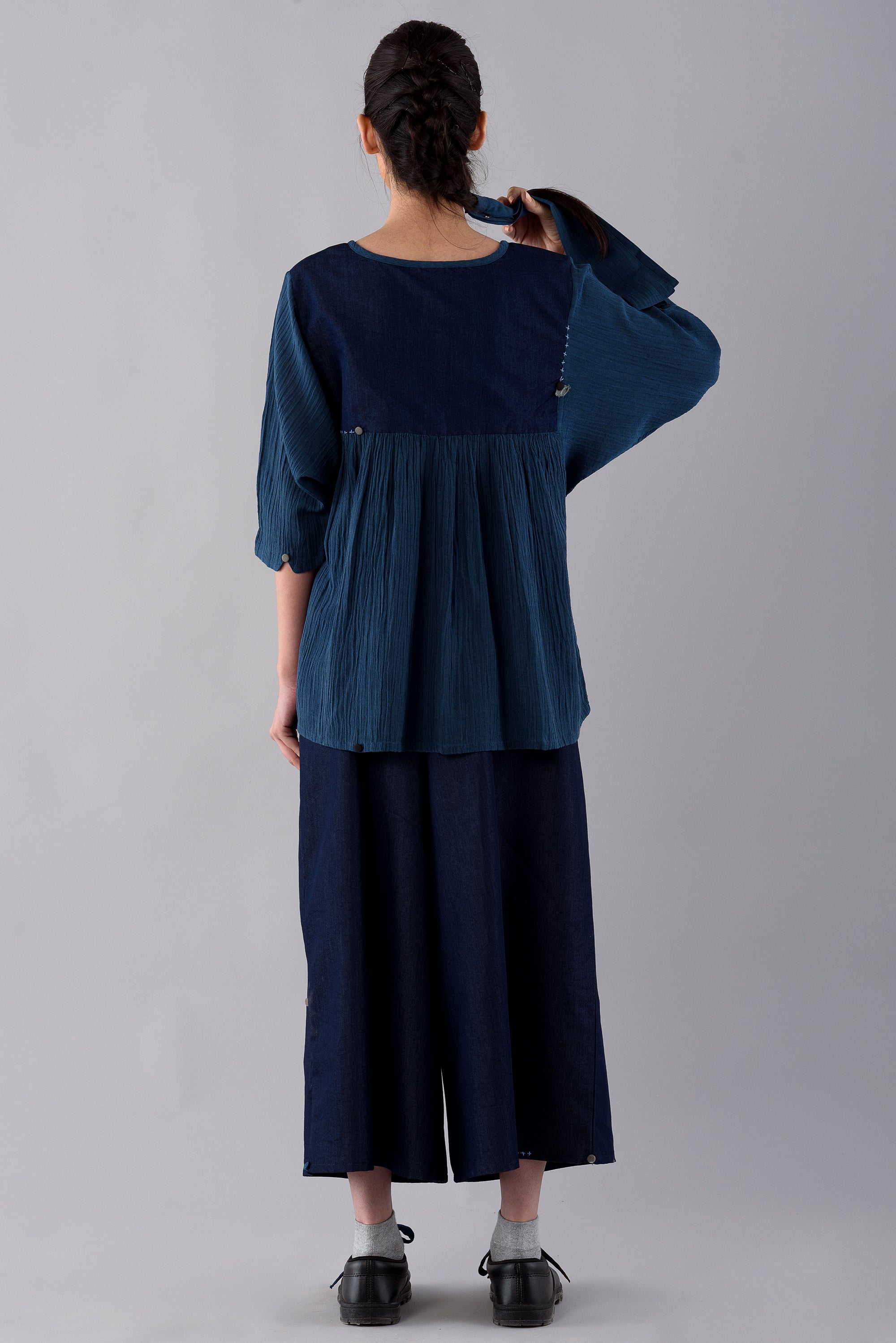 NAVY SASHIKO BLOUSE