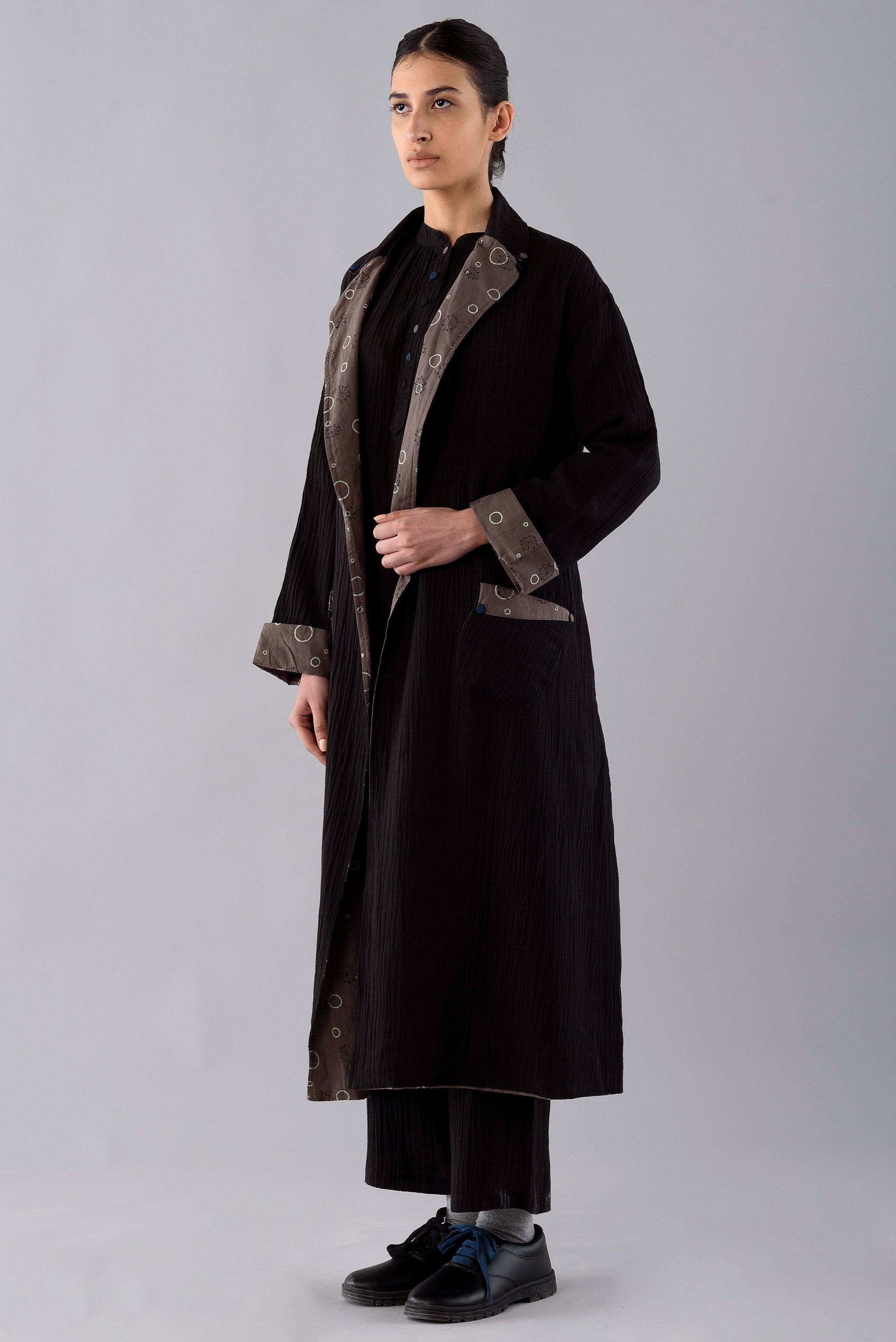 CHARCOAL REVERSIBLE TEMARI TRENCH