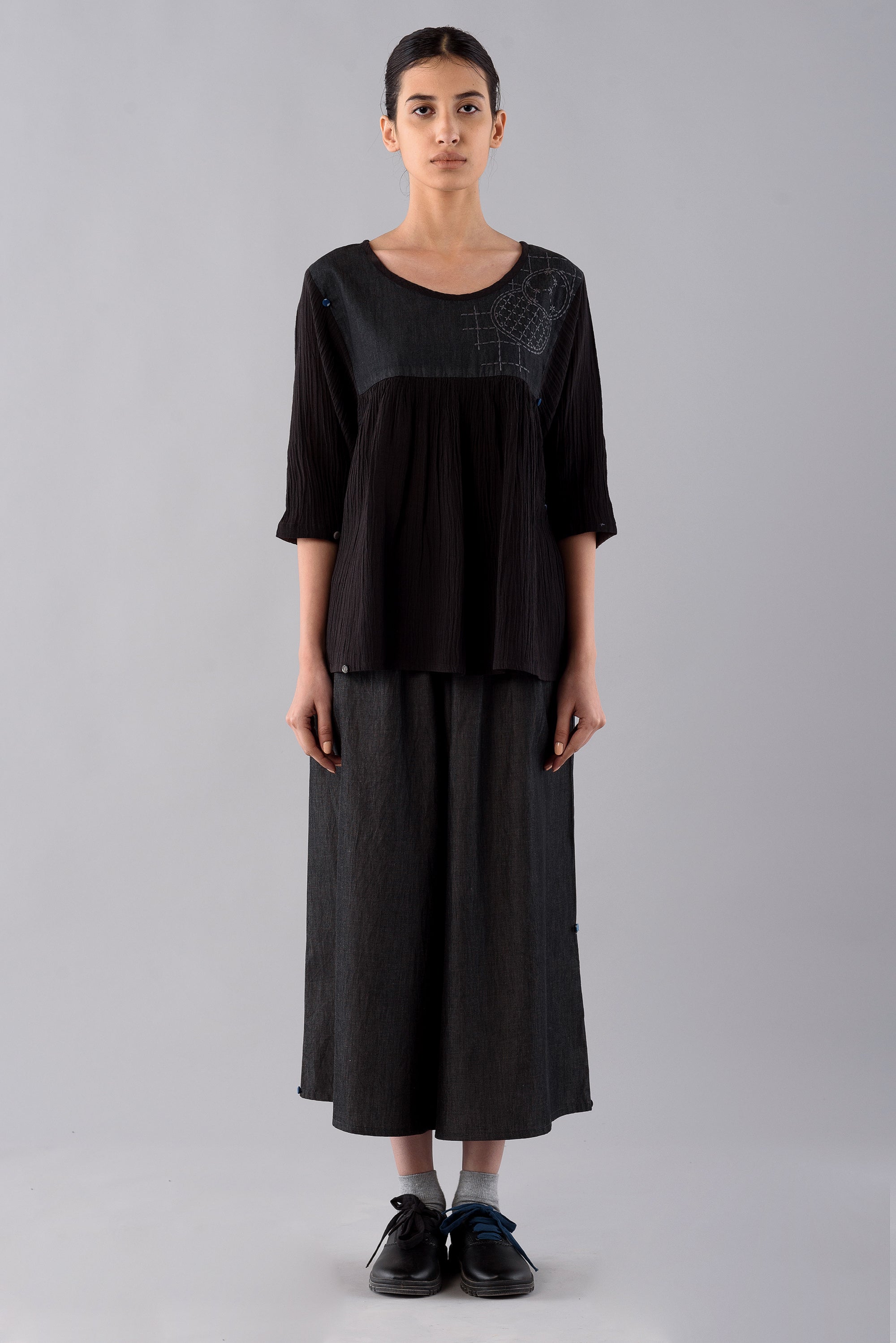 CHARCOAL SASHIKO BLOUSE