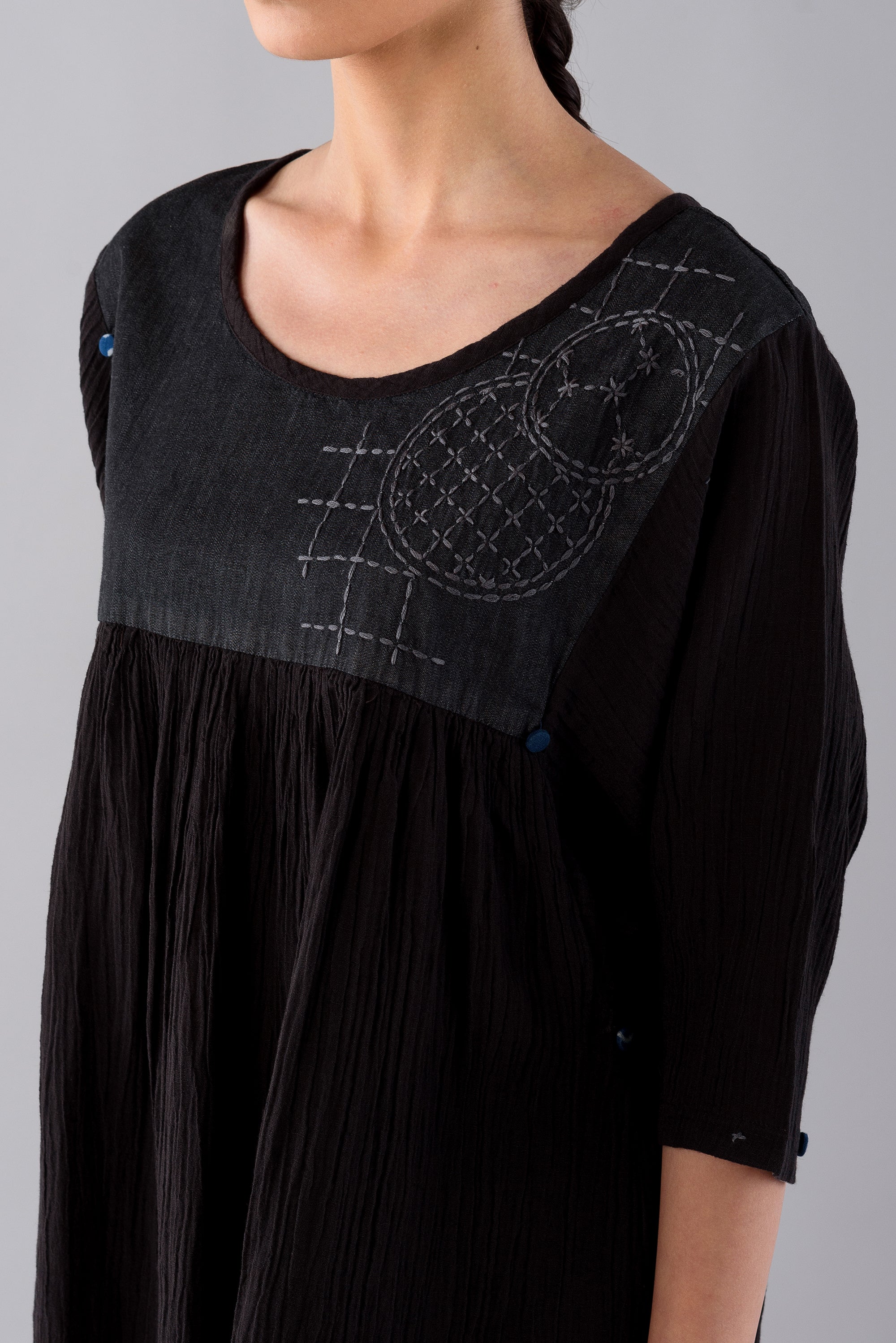 CHARCOAL SASHIKO BLOUSE