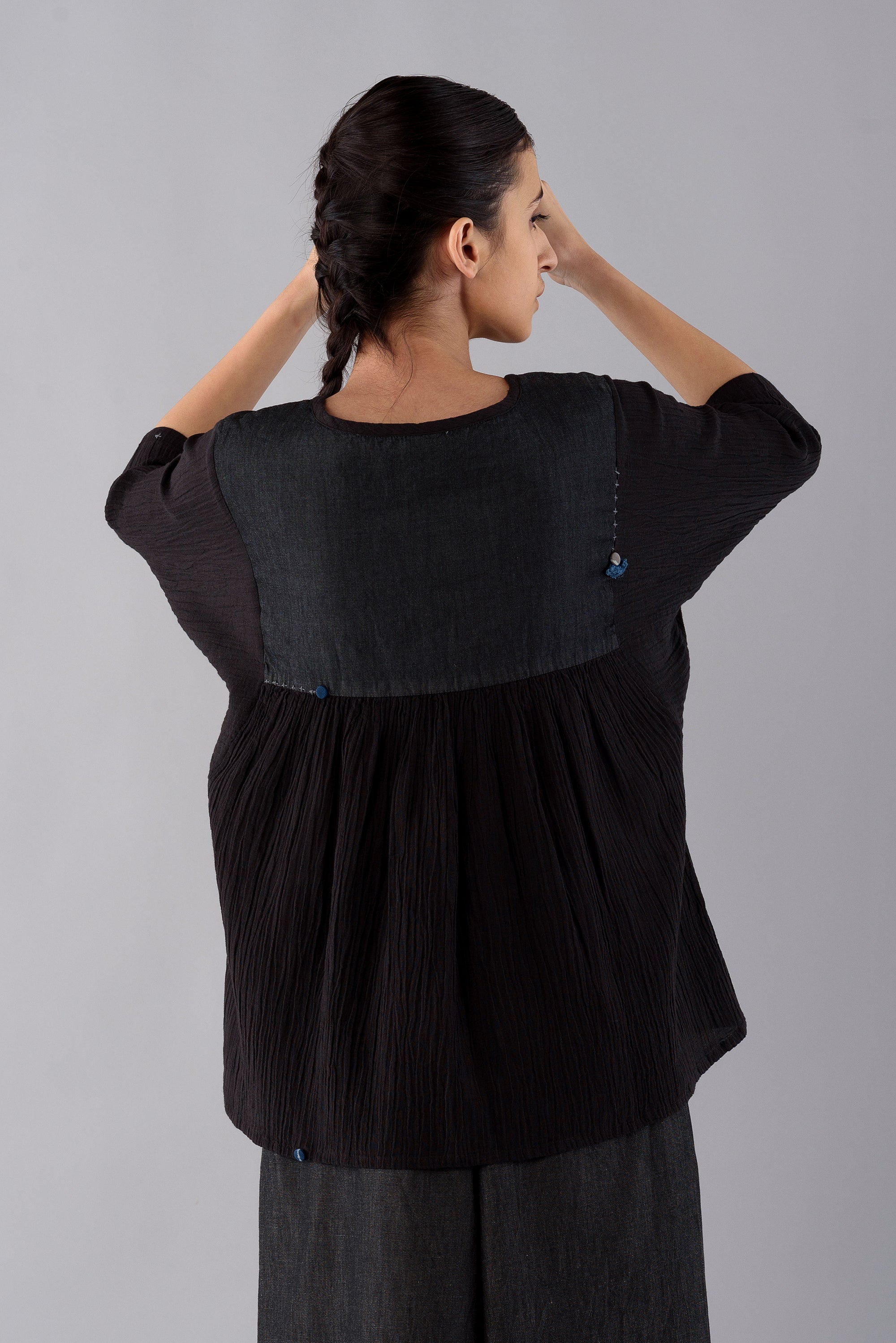 CHARCOAL SASHIKO BLOUSE