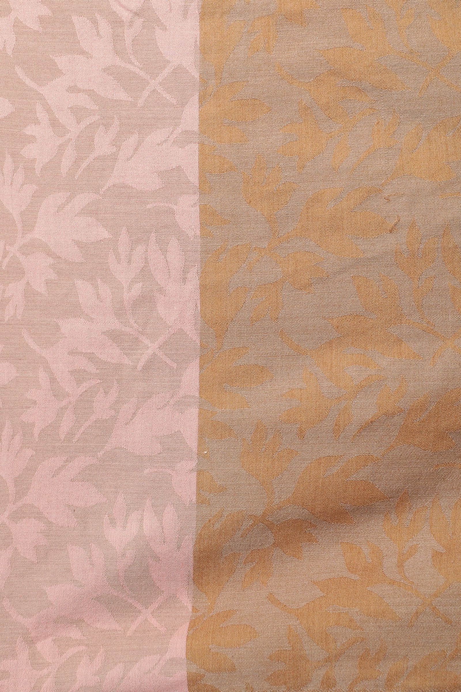 Cashmere with woven coral and leafy pattern design