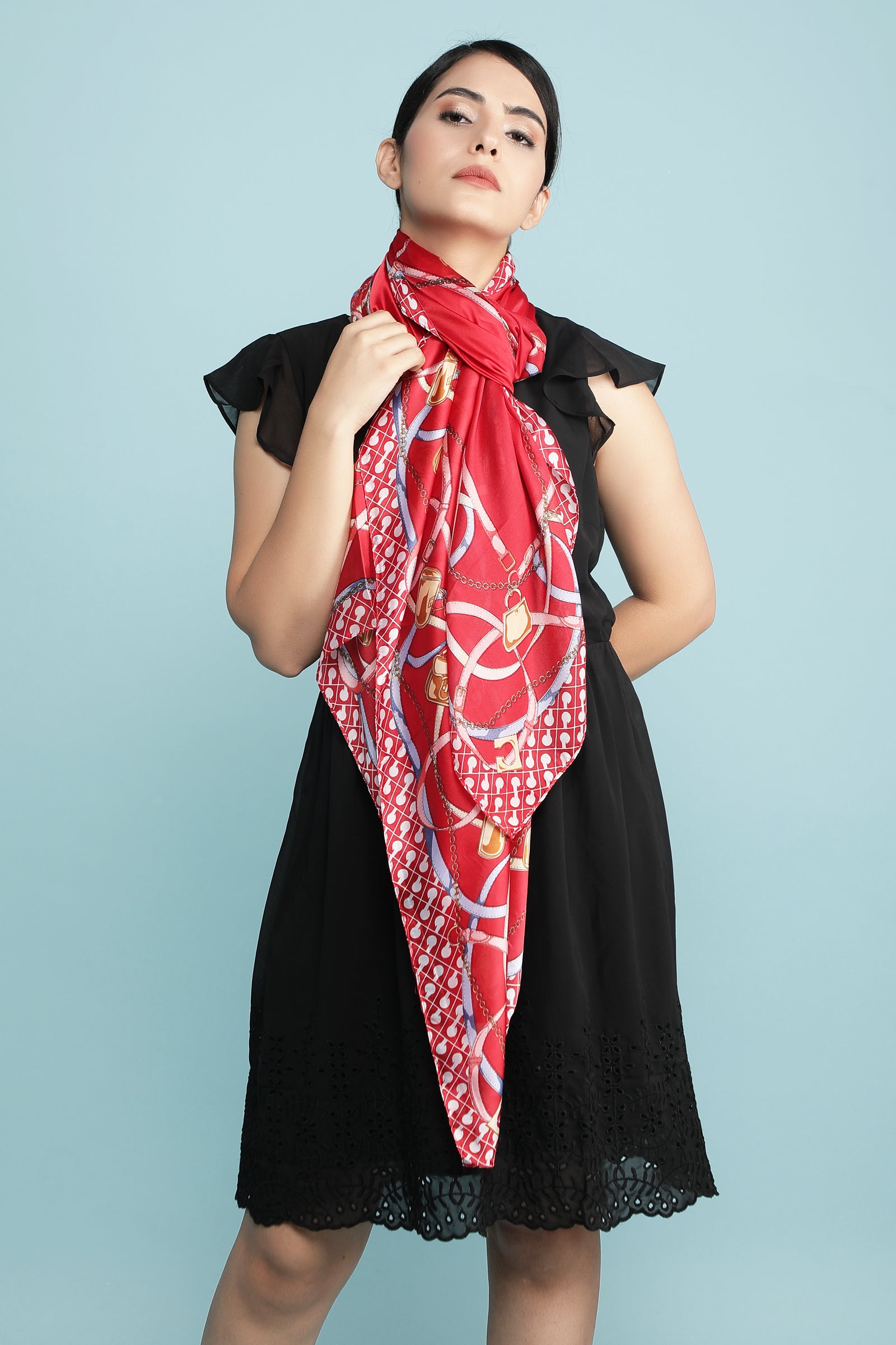 model with silk stole 