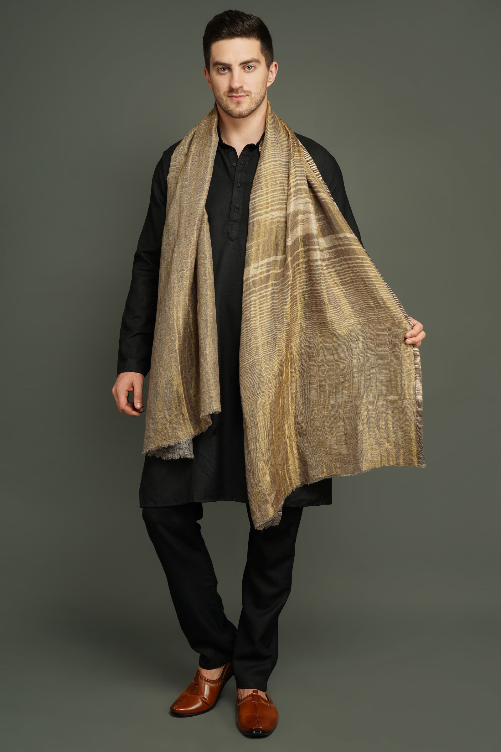 Pashmina stole with reversible saree design