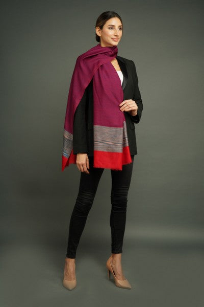 Fine wool stole in colorblock