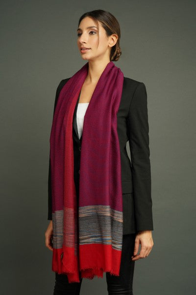 Fine wool stole in colorblock