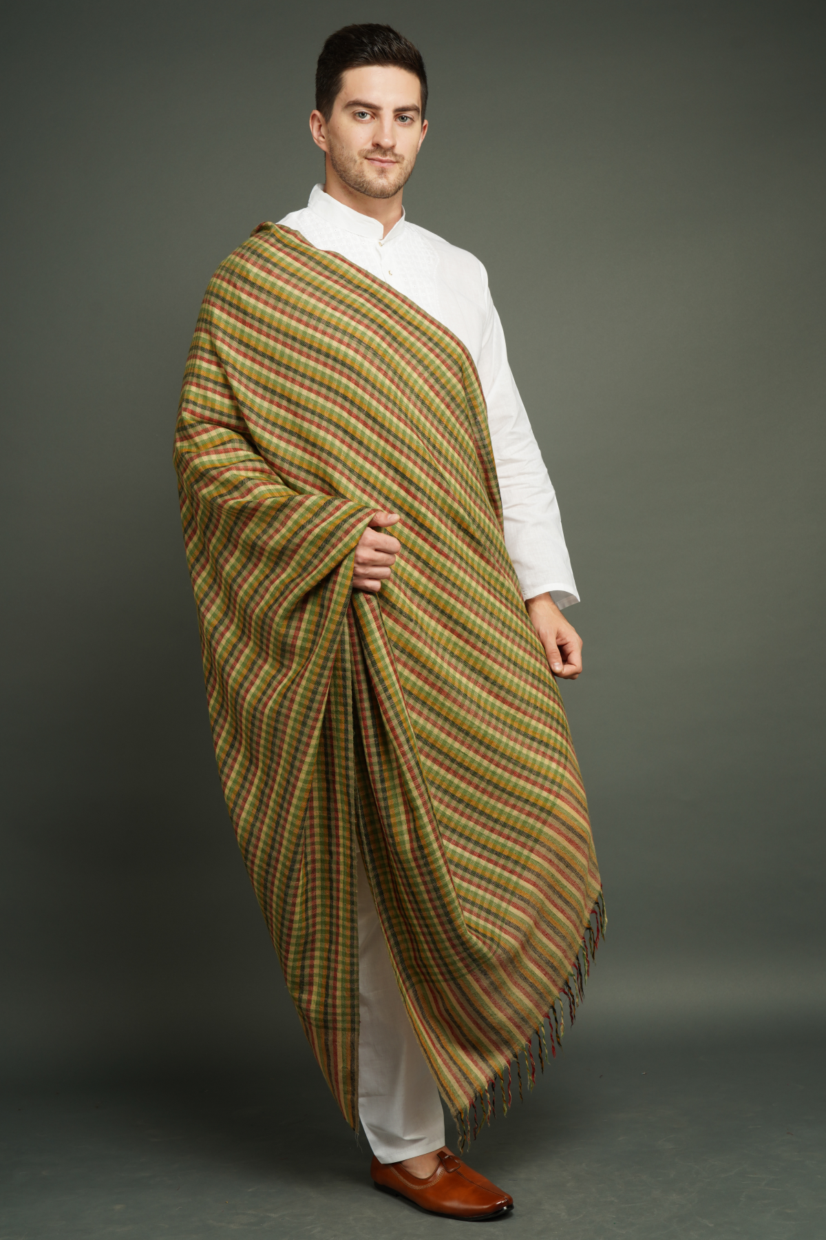 Luxury Pashmina handwoven,checkered design