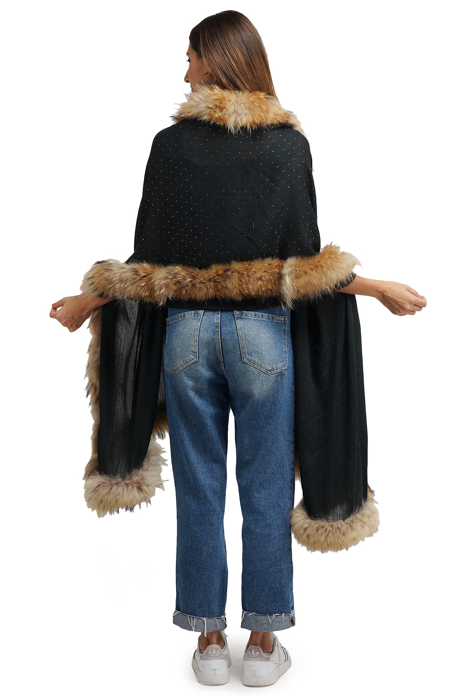 Fur collar and border with PASHMINA BLEND