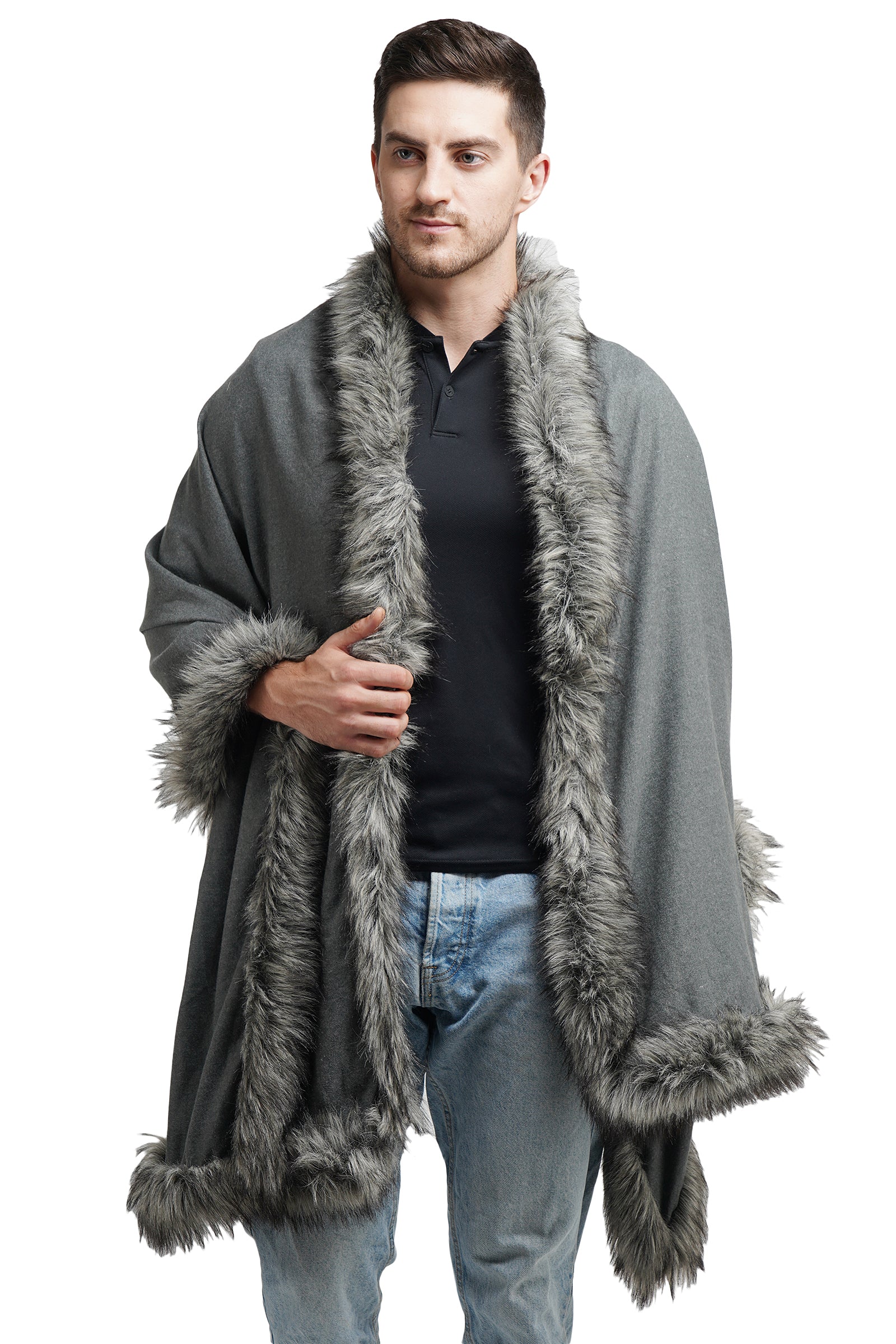 Pashmina fur border stole