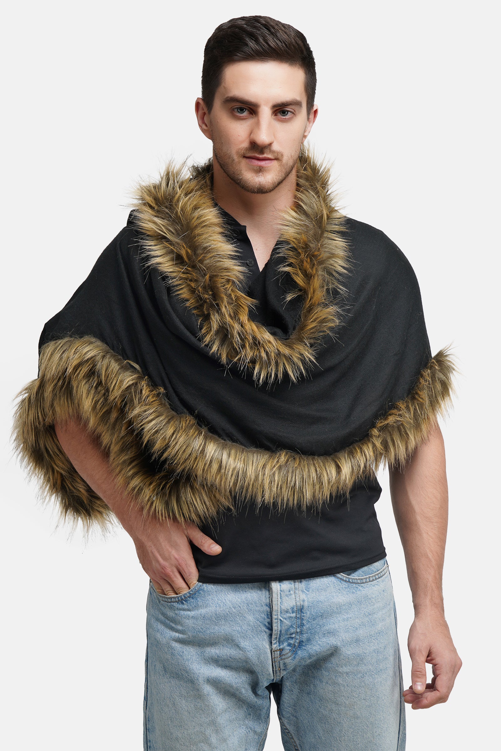 Pashmina fur border stole