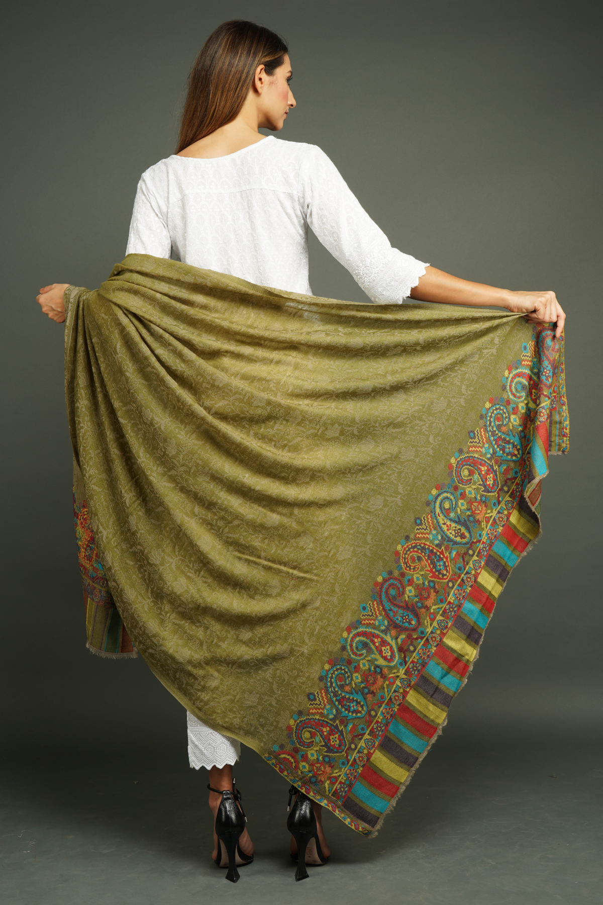 cashmere wool shawl with Kani weave