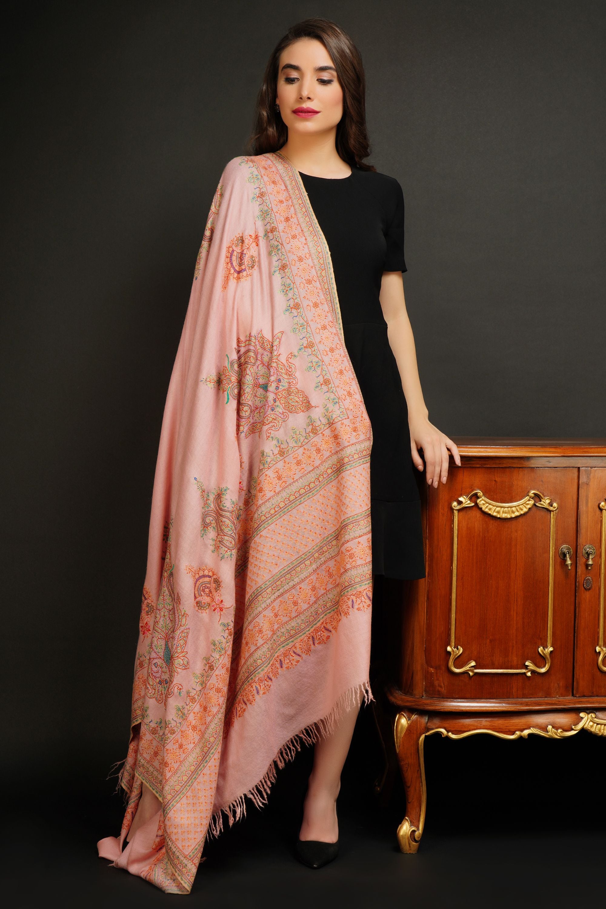 Pashmina handwoven sozni work shawl