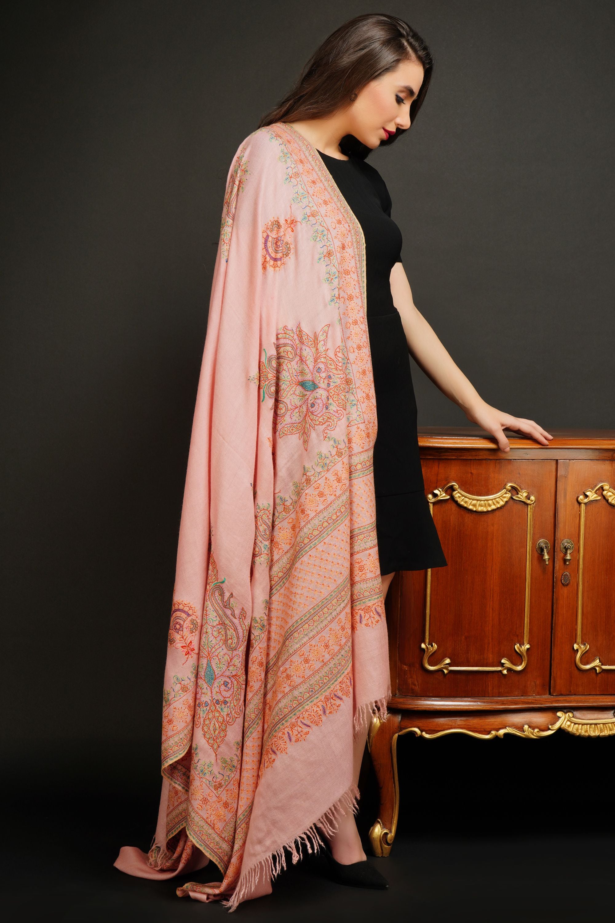 Pashmina handwoven sozni work shawl