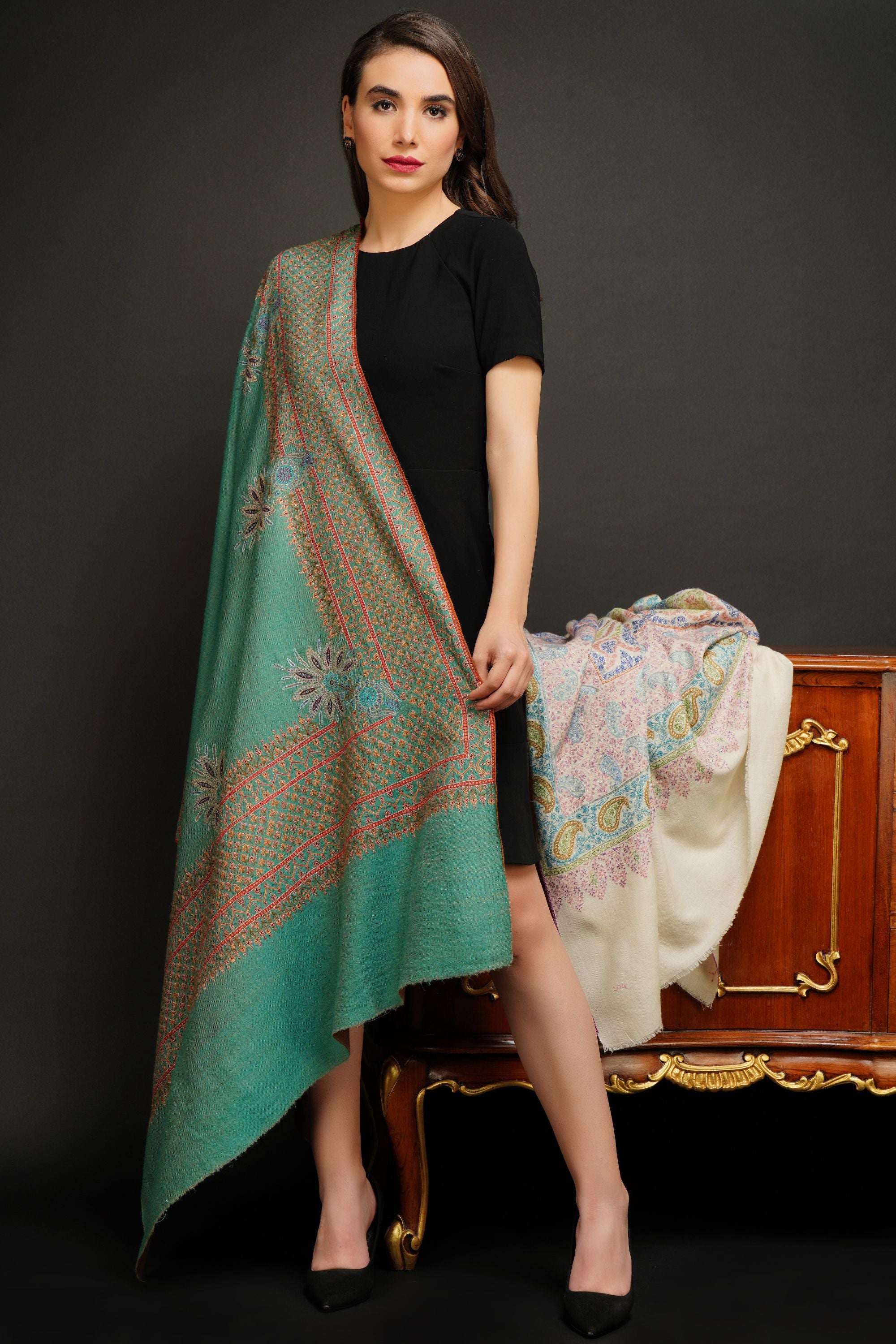 Pashmina sozni embroidered work