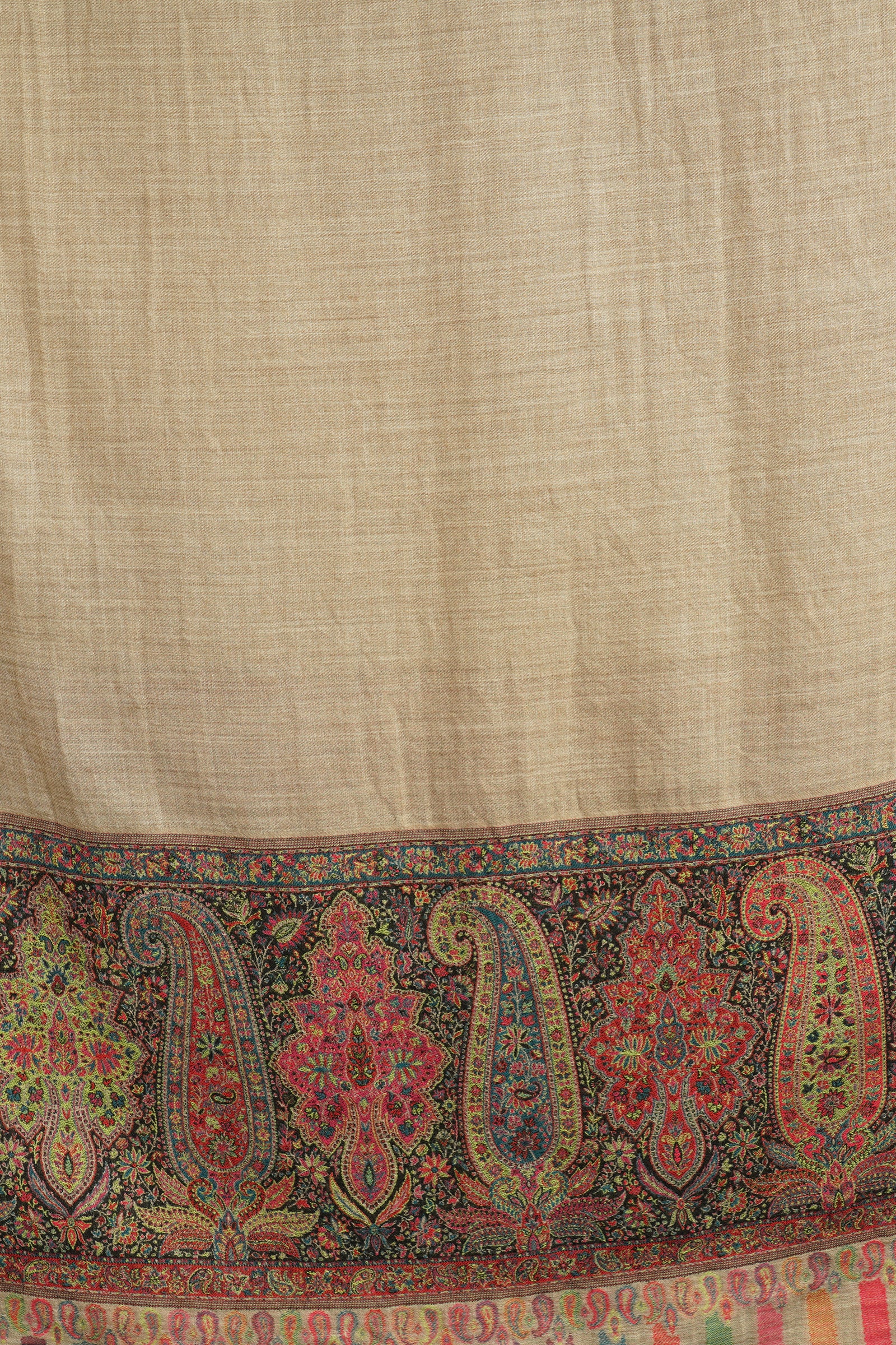 Pashmina wool in antique jamawar border with paisley work