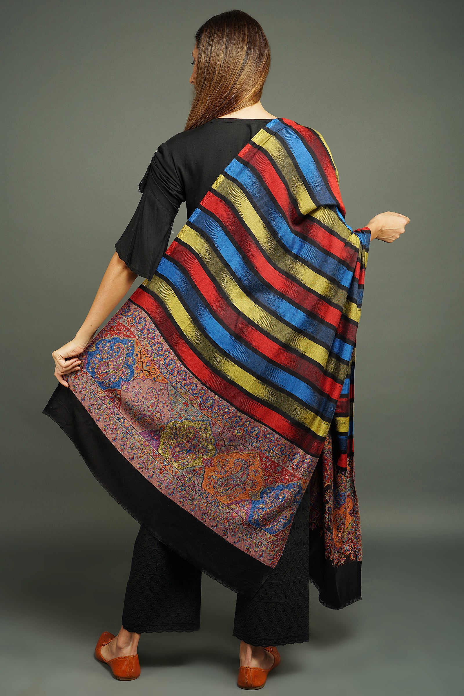 Pashmina Blend,handwoven multicolour design