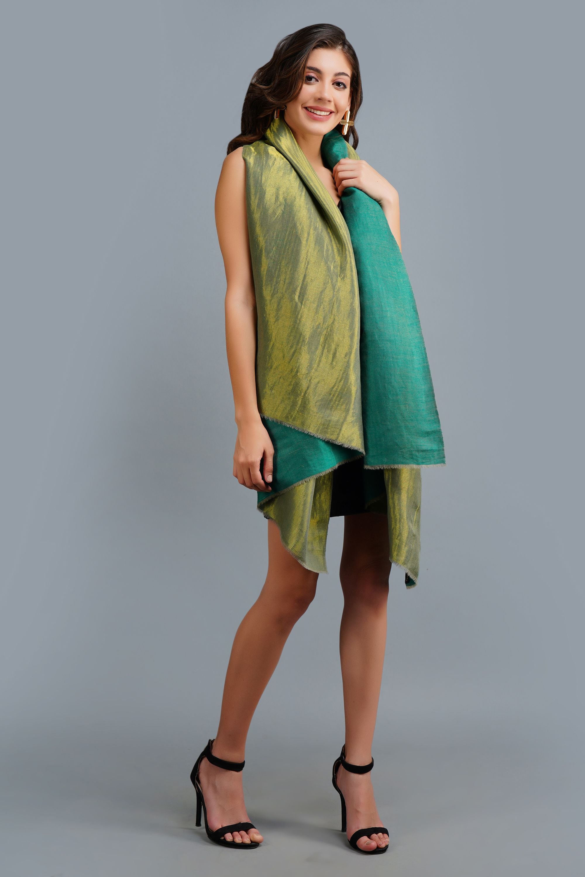 Handwoven Green Zari Pashmina Shawl