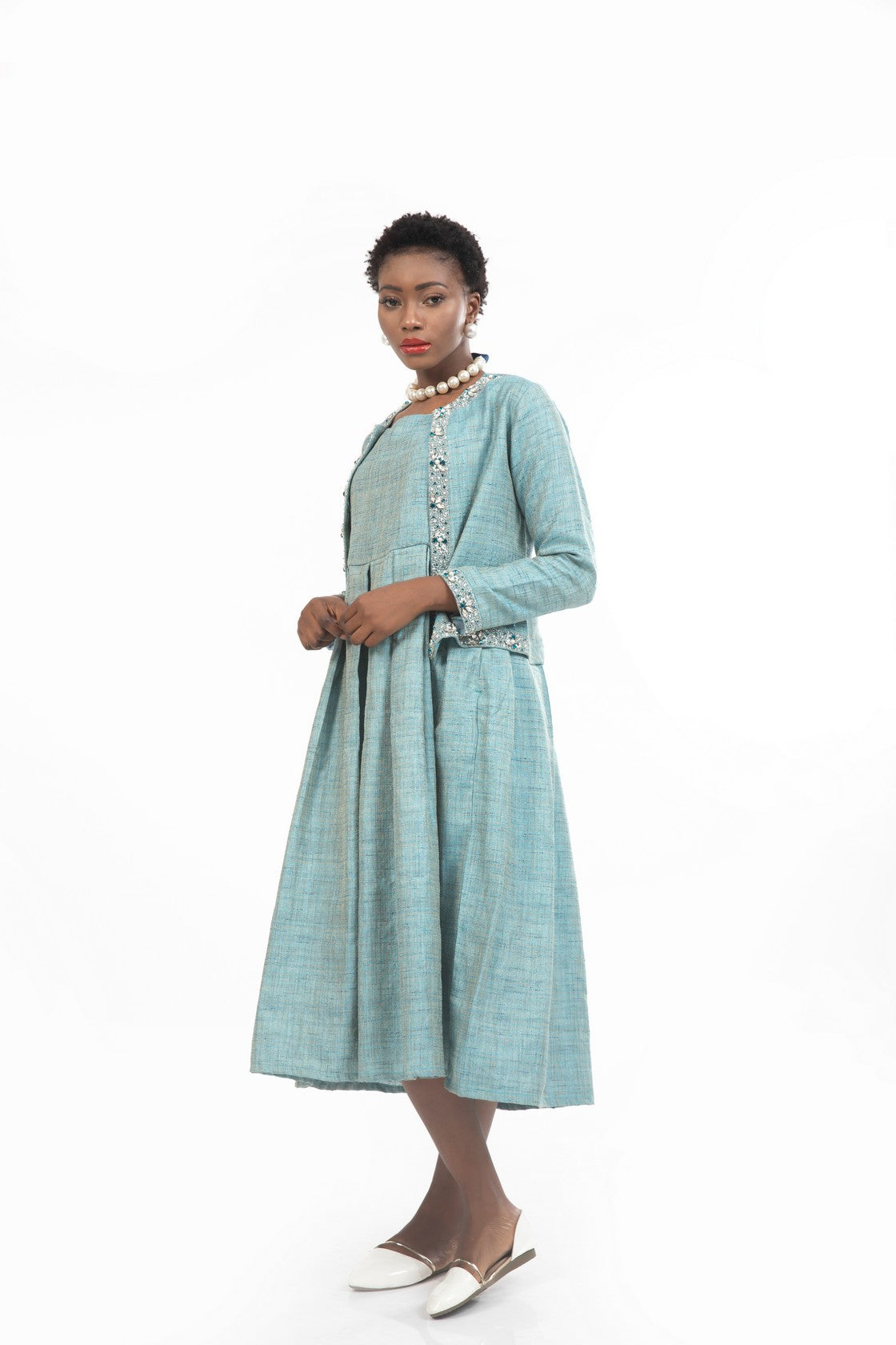 Elizabeth Front Open Jacket with Bouffant Dress