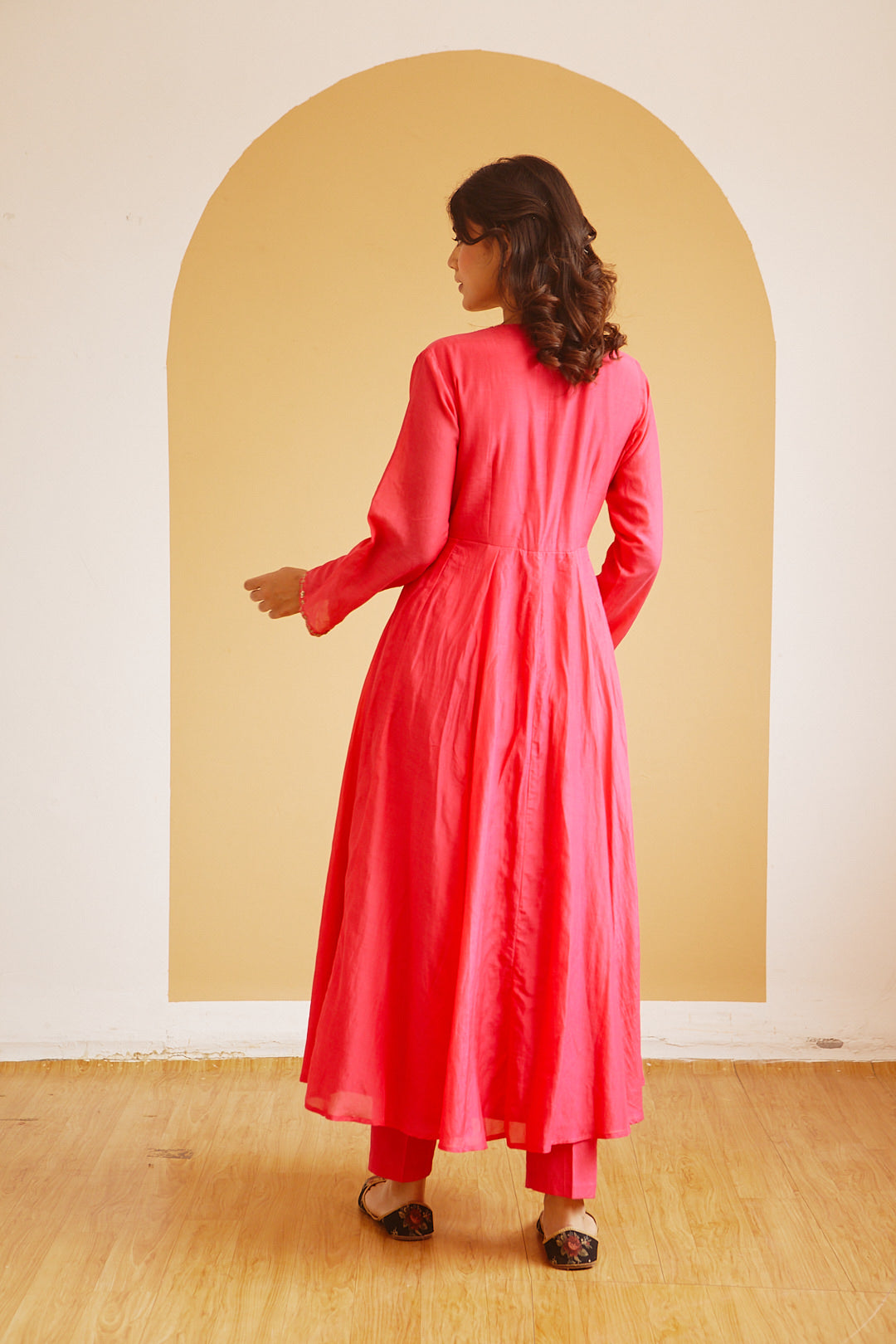 HOT PINK FRONT GATHER KALI STYLE ANARKALI SET