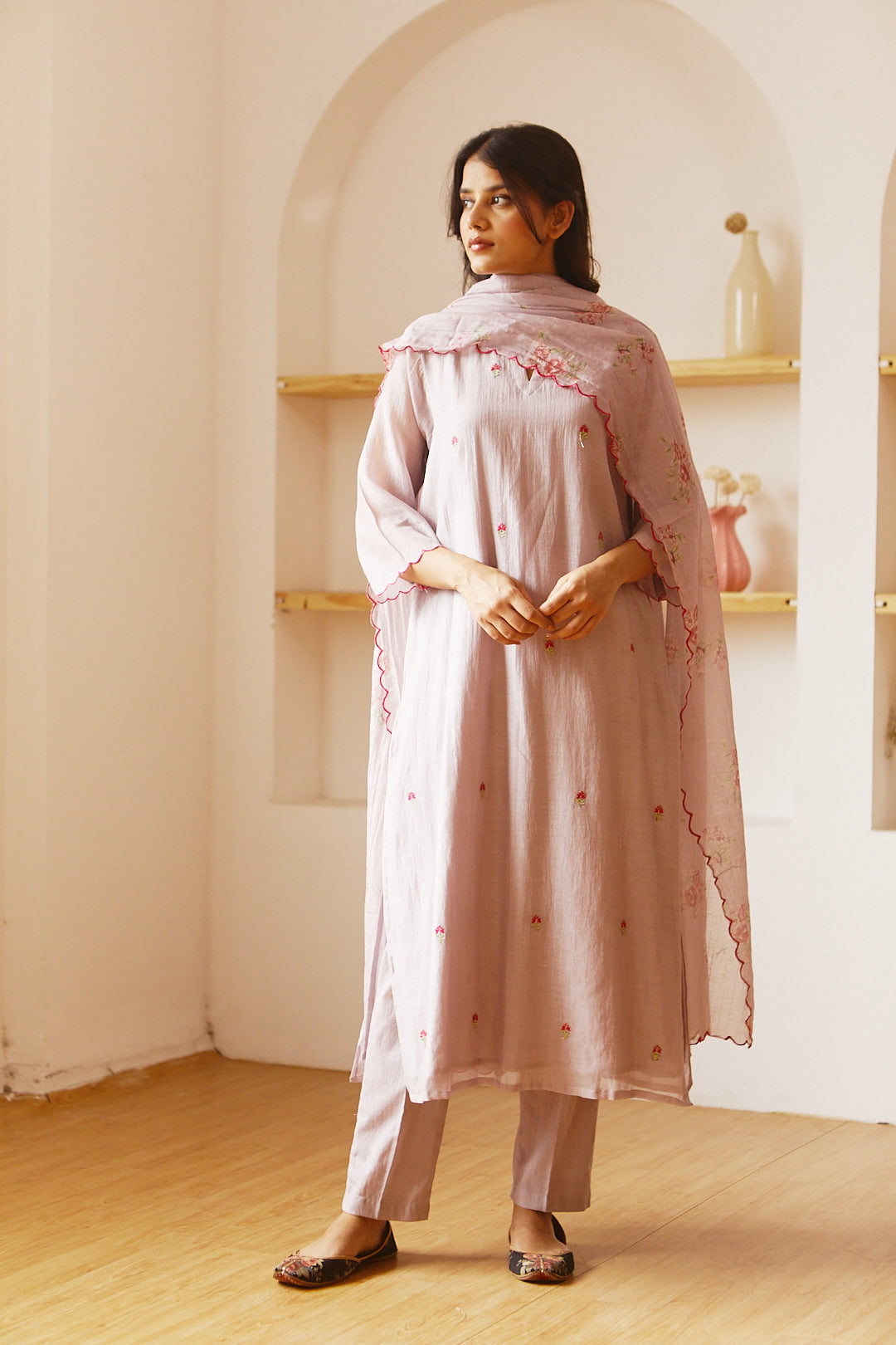 MAUVE COMFORT FIT KURTA SET