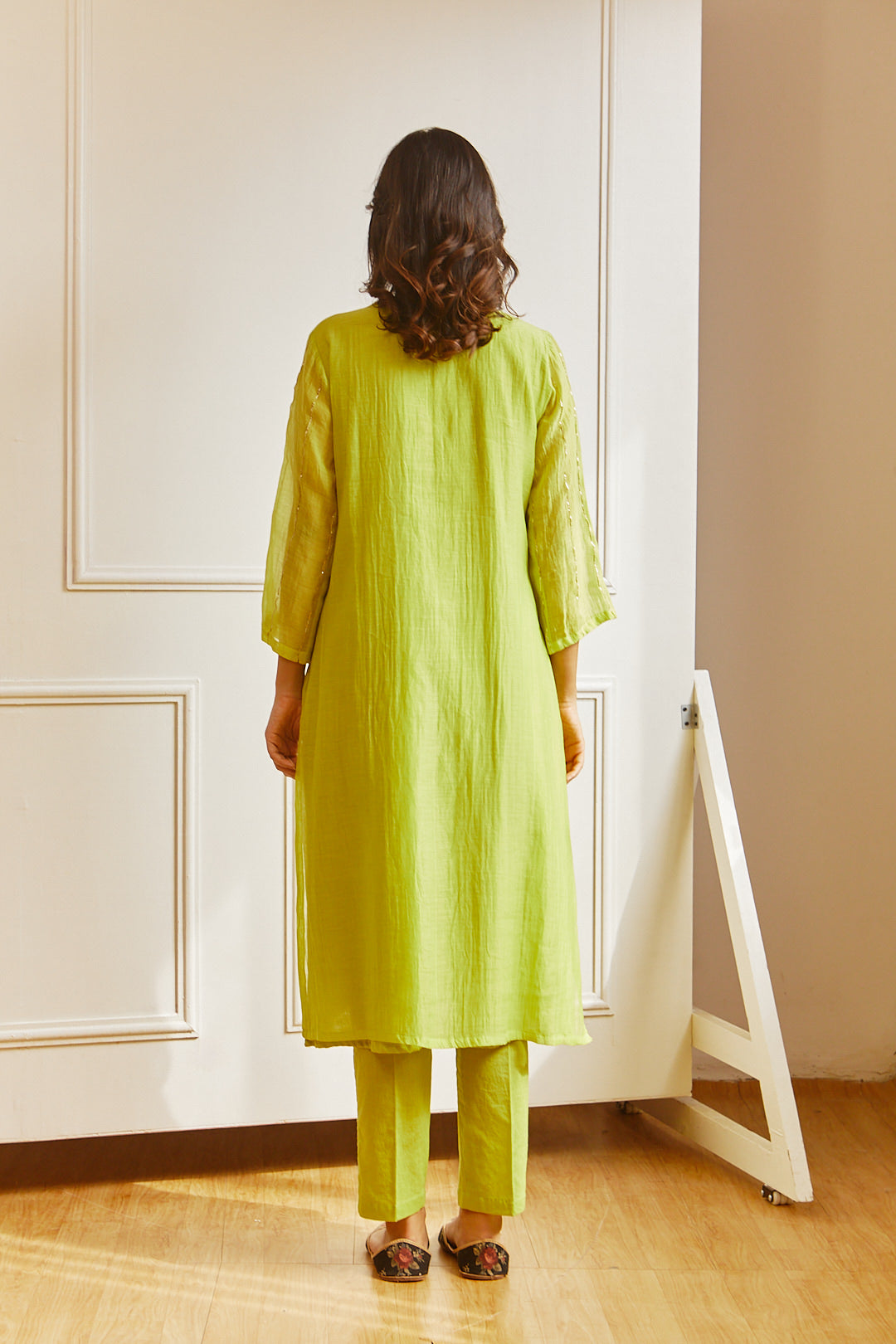 LIME GREEN COMFORT FIT KURTA SET