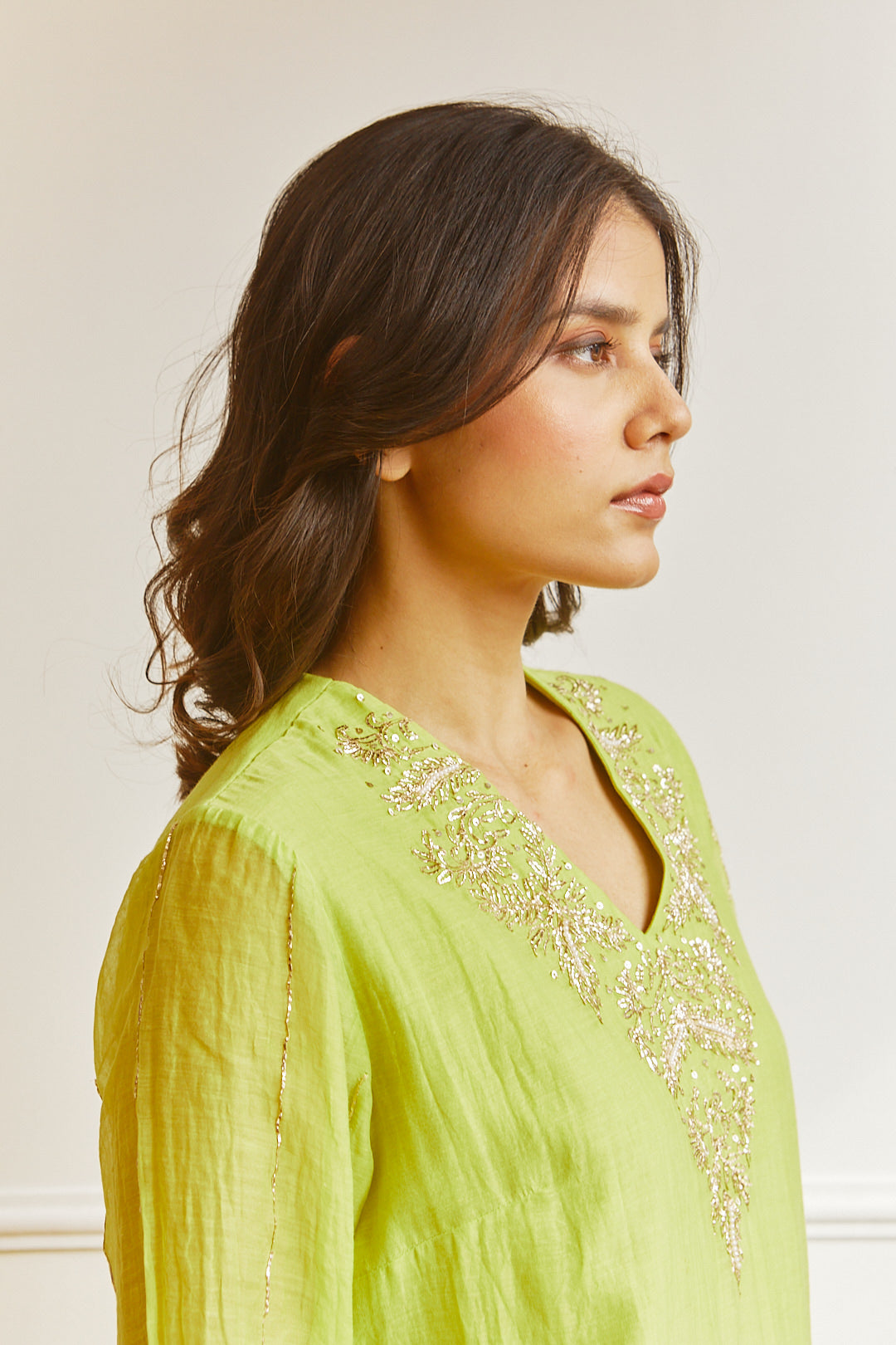 LIME GREEN COMFORT FIT KURTA SET