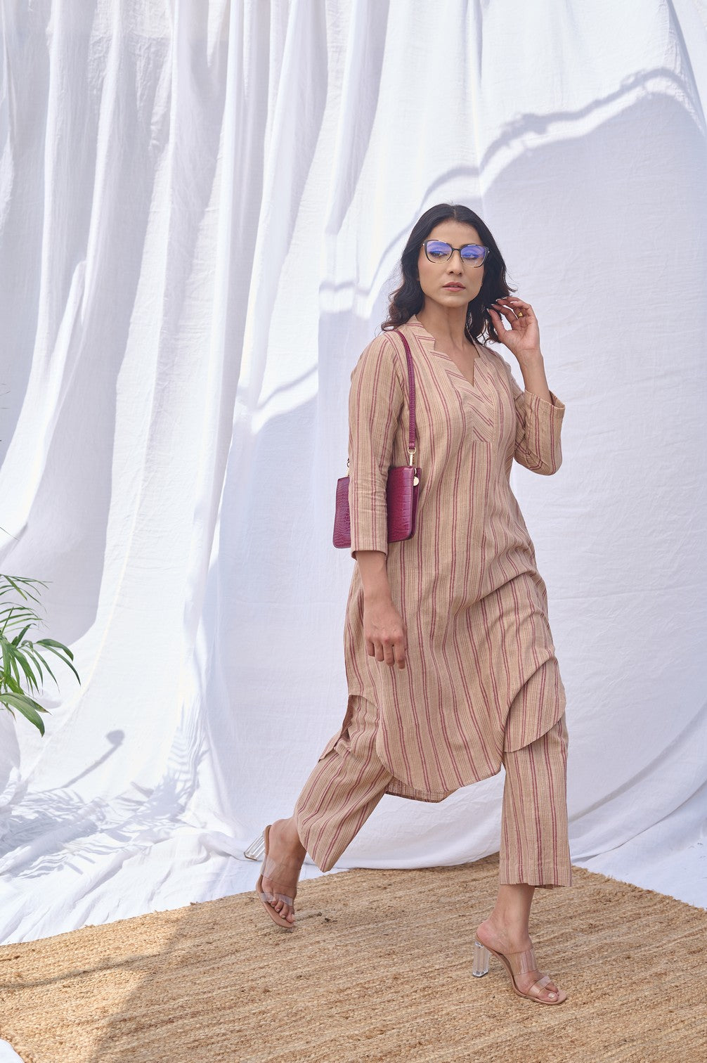 Beige Stripes Co-ord Set