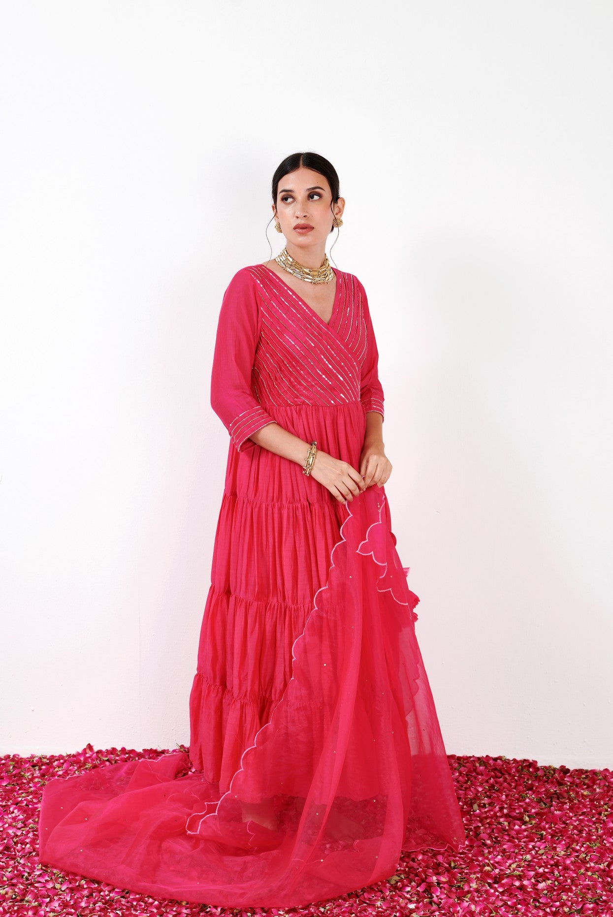 Aanya Hot pink annarkali Set