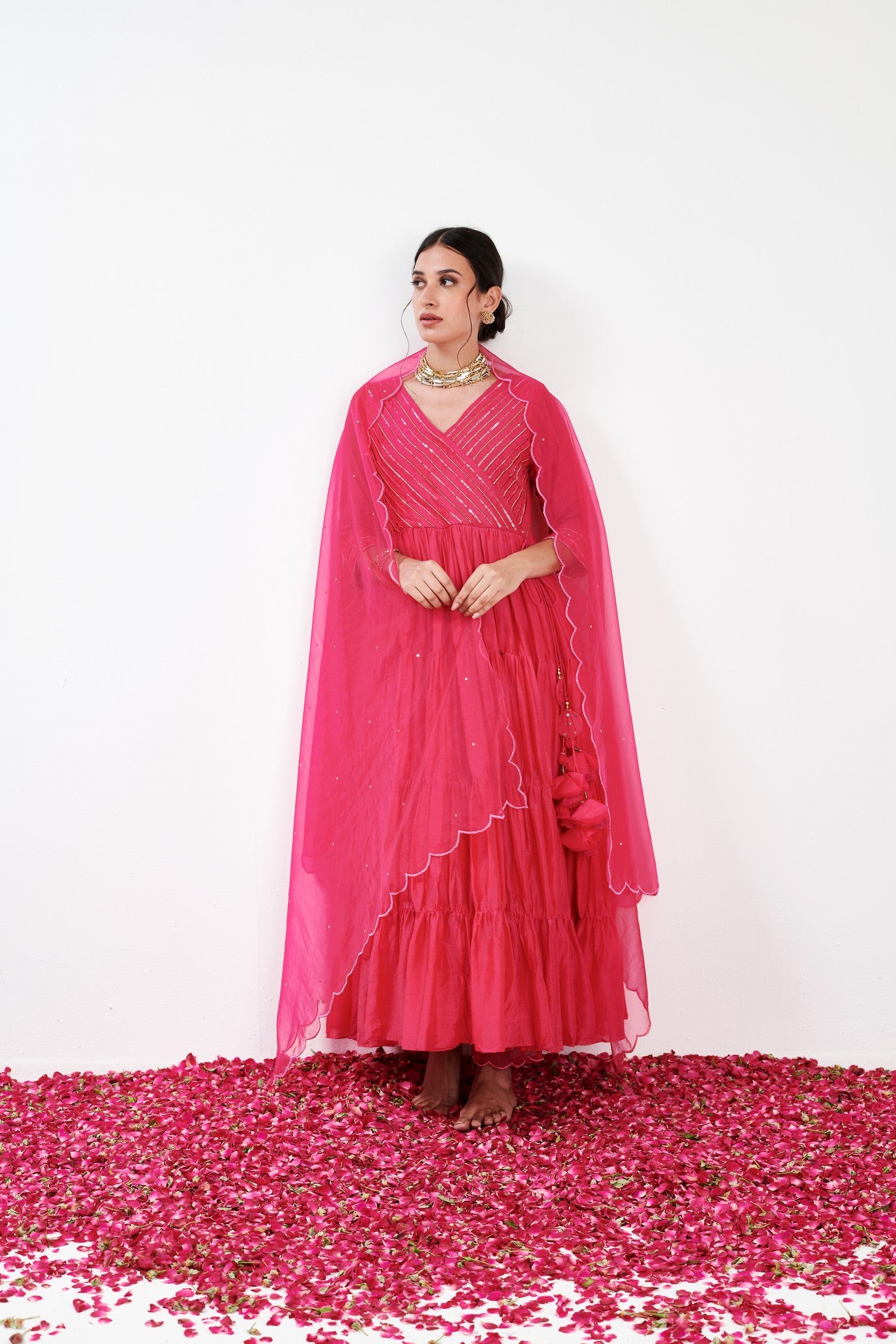 Aanya Hot pink annarkali Set